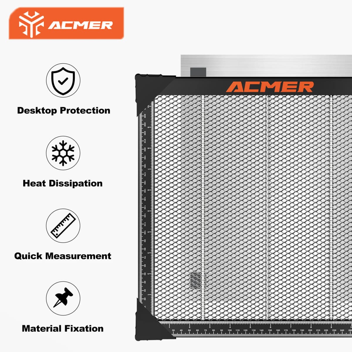 ACMER Honeycomb Bed Work Table Panel Universal Board with Heightening Pad Desktop Protection Heat Dissipation for Laser Engraver