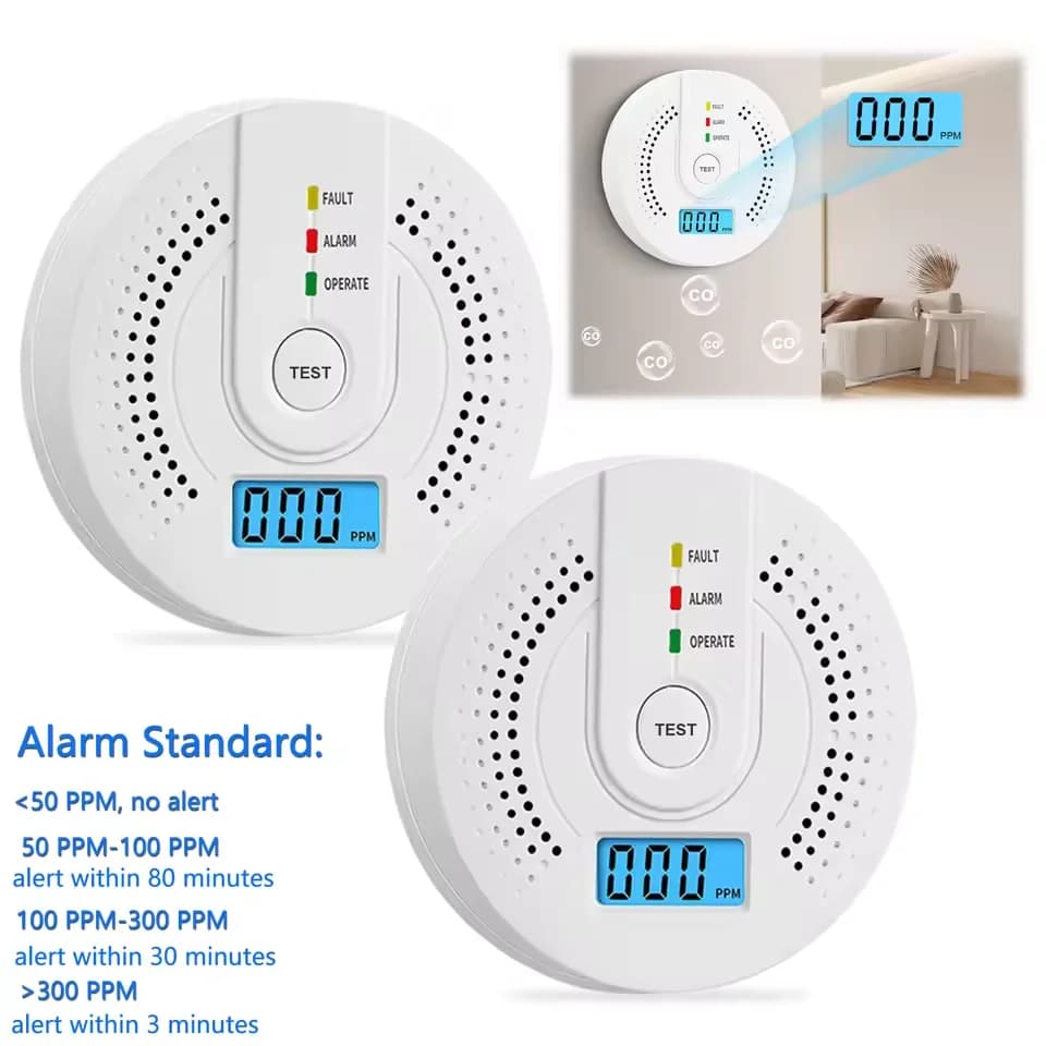 Carbon Monoxide Detector CO Gas Monitor Alarm Sound & Light Warning CO Sensor Detector with LED Digital Display for Home Office