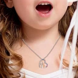 Cute I Love You Forever Dad And Daughter Necklace Colorful Crystal Heart Pendant Necklaces For Girls Jewelry