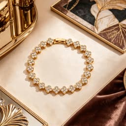 Colorful Zircon Lucky Four-Leaf Flower Bracelet for Women Flower CZ Stone Gold Plated Tennis Bracelet Fragrance Jewelry