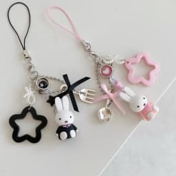 Cute Miffy Kawaii New Style Pendant Mini Cartoon Rabbit Keychain Backpack Schoolbag Handbag Mobile Phone Case Pendant Girl Gift