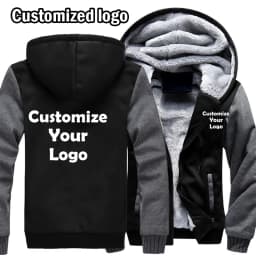 Customized Men's Jacket Winter Thicken Hooded Jackets Male Long Sleeve Coat Casual Zip Up Hoodies Streetwear Men's Coats