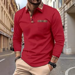 Men's T-shirt Classic Long Sleeves Polo Shirt Spring and Autumn Top Casual T-shirt Button Lapel Super Large S-3XL Casual Polo Sh