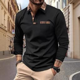 Men's T-shirt Classic Long Sleeves Polo Shirt Spring and Autumn Top Casual T-shirt Button Lapel Super Large S-3XL Casual Polo Sh