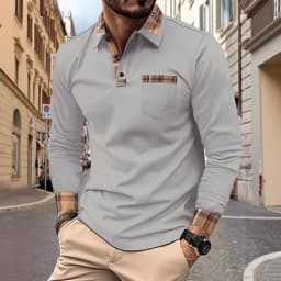 Men's T-shirt Classic Long Sleeves Polo Shirt Spring and Autumn Top Casual T-shirt Button Lapel Super Large S-3XL Casual Polo Sh