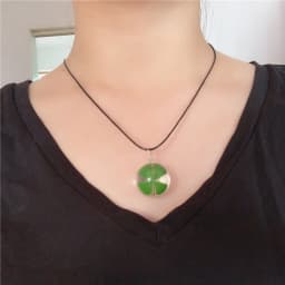 Natural Dandelion Ellipse Clover Crystal NecklaceHandmade Dried Flowers Pendant Permanent Preservation Chains Jewelry Gor Women