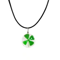 Natural Dandelion Ellipse Clover Crystal NecklaceHandmade Dried Flowers Pendant Permanent Preservation Chains Jewelry Gor Women