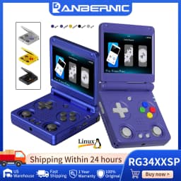 Anbernic RG34XXSP Flip Retro Handheld Game Console 3.4'' IPS 720*480 Screen Linux 64-bit 3300mAh Portable Games Player Supports Wifi Bluetooth HDMI Connection to TV Streaming RG 34XXSP