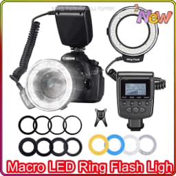 RF-550D 48 Macro LED Ring Flash Light With 8 Adapter Ring For Nikon Canon Pentax Olympus Panasonic DSLR Camera aro de luz Kits