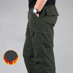 2025 Winter Thick Fleece Casual Pants Men Cotton Military Tactical Baggy Cargo Pants Double Layer Velvet Warm Thermal Trousers