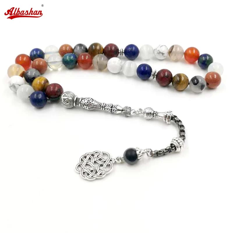 Tasbih 12 natural gemstone stone beads muslim prayer beads Eid ramadan gift islamic rosary arabic misbaha accessories on hand
