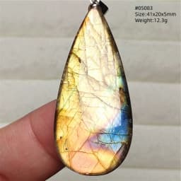 Natural Blue Light Labradorite Pendant Jewelry Water Drop Crystal Flash Labradorite Bead Necklace Women Men AAAAAA