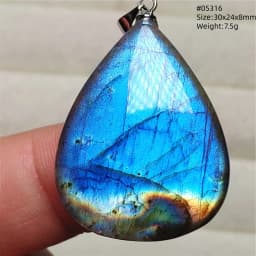 Natural Blue Light Labradorite Pendant Jewelry Water Drop Crystal Flash Labradorite Bead Necklace Women Men AAAAAA