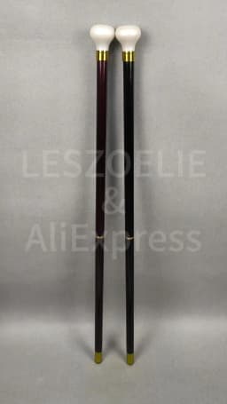Fashion Smooth Round Pearl White Resin Handle Wooden Walking Cane Red 2-pieces Detachable Walking Stick for Men And Women