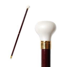 Fashion Smooth Round Pearl White Resin Handle Wooden Walking Cane Red 2-pieces Detachable Walking Stick for Men And Women