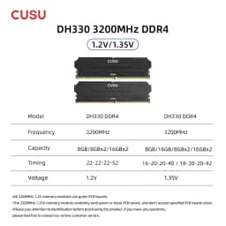 CUSU Ram DDR4 8gb 16gb 3200MHz 3600MHz 1.35V/1.2V 288pin Udimm Ram Memory DDR4 for Desktop