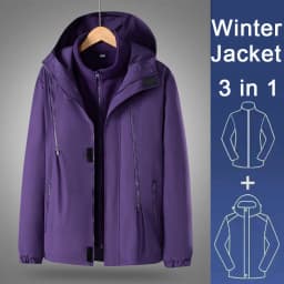 Women Three-in-One Detachable Autumn Winter Outdoor Climbing Windbreaker Windproof Waterproof Fleece Lined Jacket Coat Man Coats