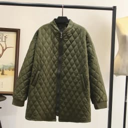 Women's Cotton Padded Parkas, Long Sleeve, Anti-Static Zipper, Wadded Jacket, Argyle Coat, Plus Size Clothing, Autumn, Winter