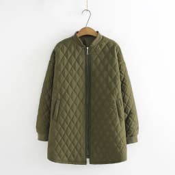 Women's Cotton Padded Parkas, Long Sleeve, Anti-Static Zipper, Wadded Jacket, Argyle Coat, Plus Size Clothing, Autumn, Winter