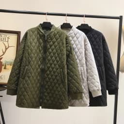 Women's Cotton Padded Parkas, Long Sleeve, Anti-Static Zipper, Wadded Jacket, Argyle Coat, Plus Size Clothing, Autumn, Winter