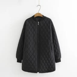 Women's Cotton Padded Parkas, Long Sleeve, Anti-Static Zipper, Wadded Jacket, Argyle Coat, Plus Size Clothing, Autumn, Winter