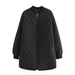 Women's Cotton Padded Parkas, Long Sleeve, Anti-Static Zipper, Wadded Jacket, Argyle Coat, Plus Size Clothing, Autumn, Winter