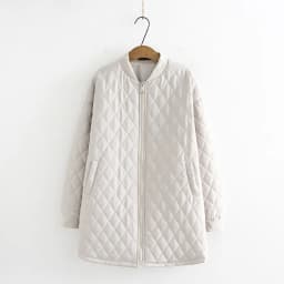 Women's Cotton Padded Parkas, Long Sleeve, Anti-Static Zipper, Wadded Jacket, Argyle Coat, Plus Size Clothing, Autumn, Winter