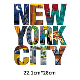 New York Letters DTF Heat Transfer vinyl clothing printed patch DIY men's and women's hoodie T-shirts decorated with stripes