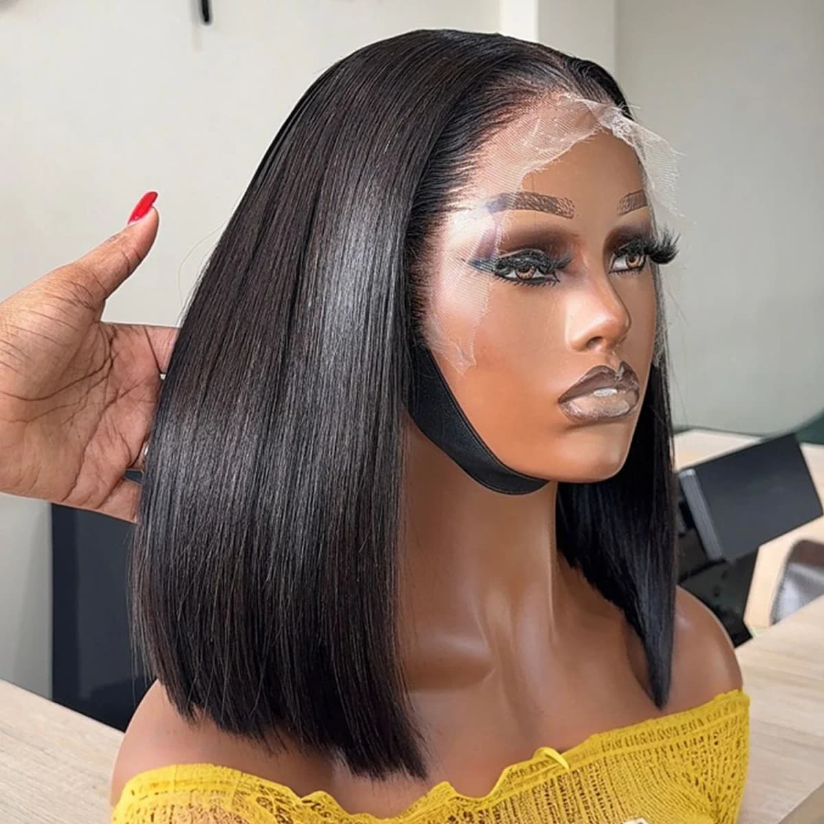 Short Straight Bob Wig Human Hair Wig 13x4 Hd Lace Front Wig 4x4 Closure Wig 230% Density Cheap Wig Natural Black 12 14 16 inch