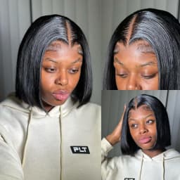 Short Straight Bob Wig Human Hair Wig 13x4 Hd Lace Front Wig 4x4 Closure Wig 230% Density Cheap Wig Natural Black 12 14 16 inch