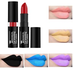 1Pcs Long Lasting Pigment Nude Purple Black Blue Red Green Lipstick Waterproof Velvet Matte Luxury Lips Makeup Cosmetics