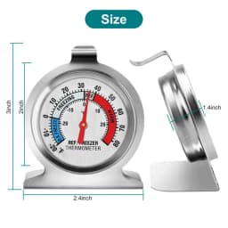 Refrigerator Freezer Thermometer Fridge Refrigeration Temperature Gauge Home Stainless Steel Temp Stand Dial Type -20 to 20°C