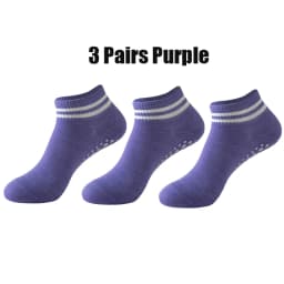3 Pairs Yoga Socks for Women Non Slip Pilates Grip Socks with Double Stripes Ankle Sport Workout Ballet Athletic Socks