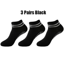 3 Pairs Yoga Socks for Women Non Slip Pilates Grip Socks with Double Stripes Ankle Sport Workout Ballet Athletic Socks
