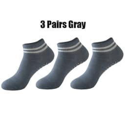 3 Pairs Yoga Socks for Women Non Slip Pilates Grip Socks with Double Stripes Ankle Sport Workout Ballet Athletic Socks