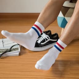 Vintage Two Stripes Sports Cotton Men Ankle Socks Streetwear Hiphop Skate Hiphop Athletic White Black School Designer Punk Boy