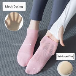 3 Pairs Yoga Socks for Women Breathable Mesh Socks Non Slip Pilates Socks Grip Cotton Low Cut Gym Fitness Sport Short Yoga Socks