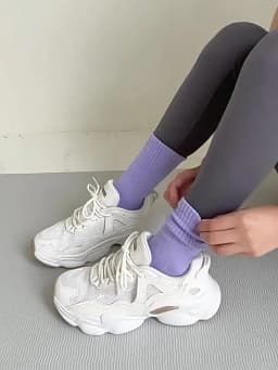4 Pairs 100% Cotton Yoga Socks for Women Mid Calf Solid Color Non-Slip Pilates Sock Winter Fitness Gym Floor Silicone Grip Socks