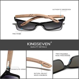 KINGSEVEN 100% Polarized Vintage Men Wooden Sunglasses Wood UV400 Protection Fashion Square Sun Glasses Women Gafas De Sol