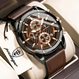 POEDAGAR High Quality Quartz Man Clock Waterproof Luminous Chronograph Date Men Wristwatch Leather Luxury Business Men's Watches