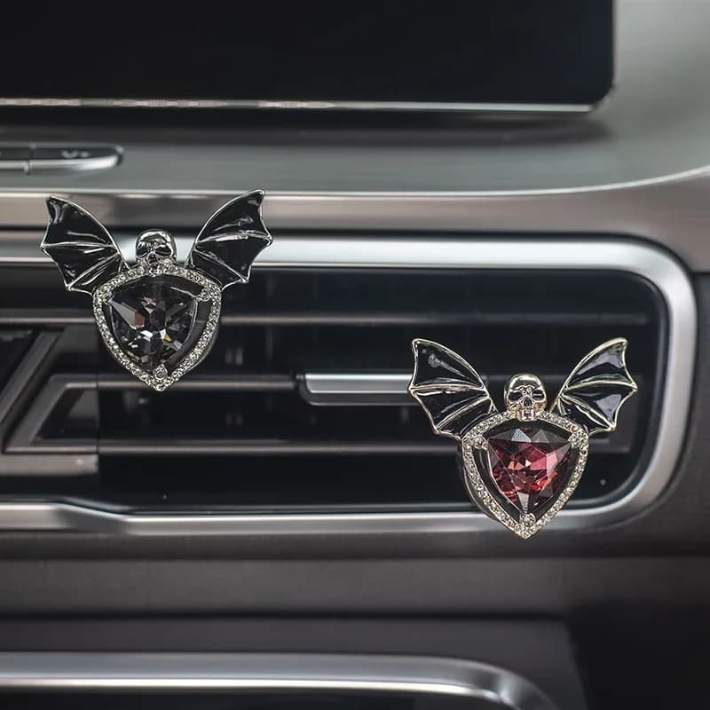 1pc Car Vent Clip Bat Skull Shape Rhinestone Decor Car Air Vent Clip Aromatherapy Perfume Accessory Car Interior Accessories