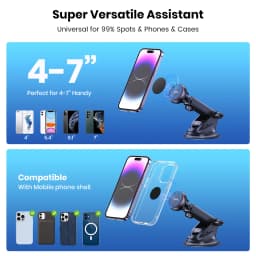 TOPK Magnetic Car Phone Holder Strong Suction Cup Mount Dashboard Windshield Stand Long Arm 360° Adjustable Mobile Phone Holder