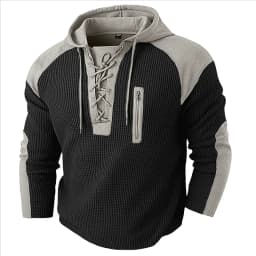 Spring Autumn Men's Casual Hooded Sweatshirt Vintage Patchwork Casual Sports Sweatshirts Mlae Fashion Drawstring Pullover Hoodie
