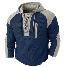 Spring Autumn Men's Casual Hooded Sweatshirt Vintage Patchwork Casual Sports Sweatshirts Mlae Fashion Drawstring Pullover Hoodie