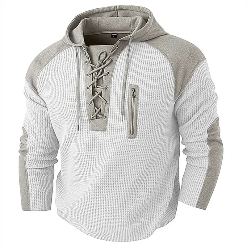 Spring Autumn Men's Casual Hooded Sweatshirt Vintage Patchwork Casual Sports Sweatshirts Mlae Fashion Drawstring Pullover Hoodie