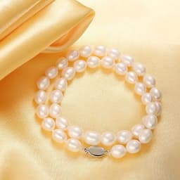 Dainashi Beautiful Real 925 Sterling Silver Pearl Necklace,Natural Freshwater Pearl,45cm Length,Fine Jewelry Women Necklace