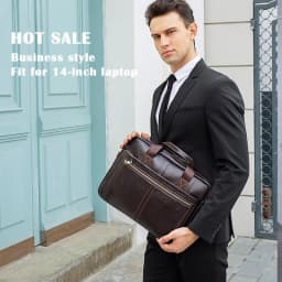 WESTAL Men's Briefcases Messenger Bag Men's Genuine Leather 14'' Laptop Bag Man Leather Office Business Bags for Document 8572