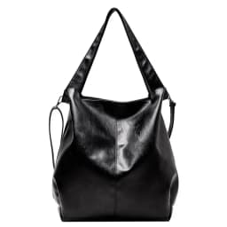 Big Black Shoulder Bags for Women Large Hobo Shopper Bag Solid Color Quality Soft Leather Crossbody Handbag Lady Travel Tote Bag