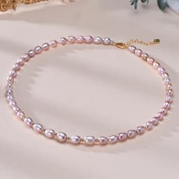 Natural Freshwater Pearls Rice Shape Multicolored Necklace Golden Beads S925 Sterling Silver Chain Fine Jewelry Gifts for Women