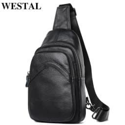 Westal Men's Leather Bag for Men's Chest Bag for Men's Cross-Body Bag